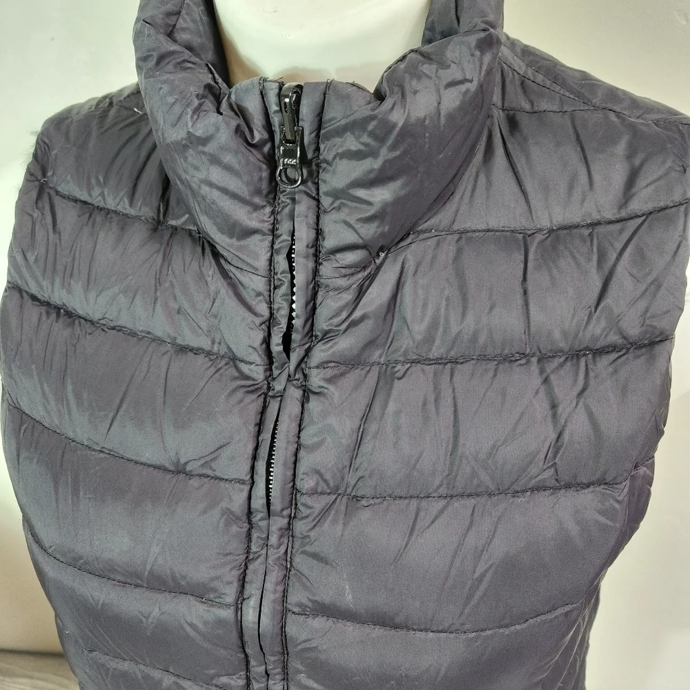 Athabasca Black Black Vest‎ S Reversible Rabbit Fur Full Zip Down Feather Soft - Picture 13 of 14